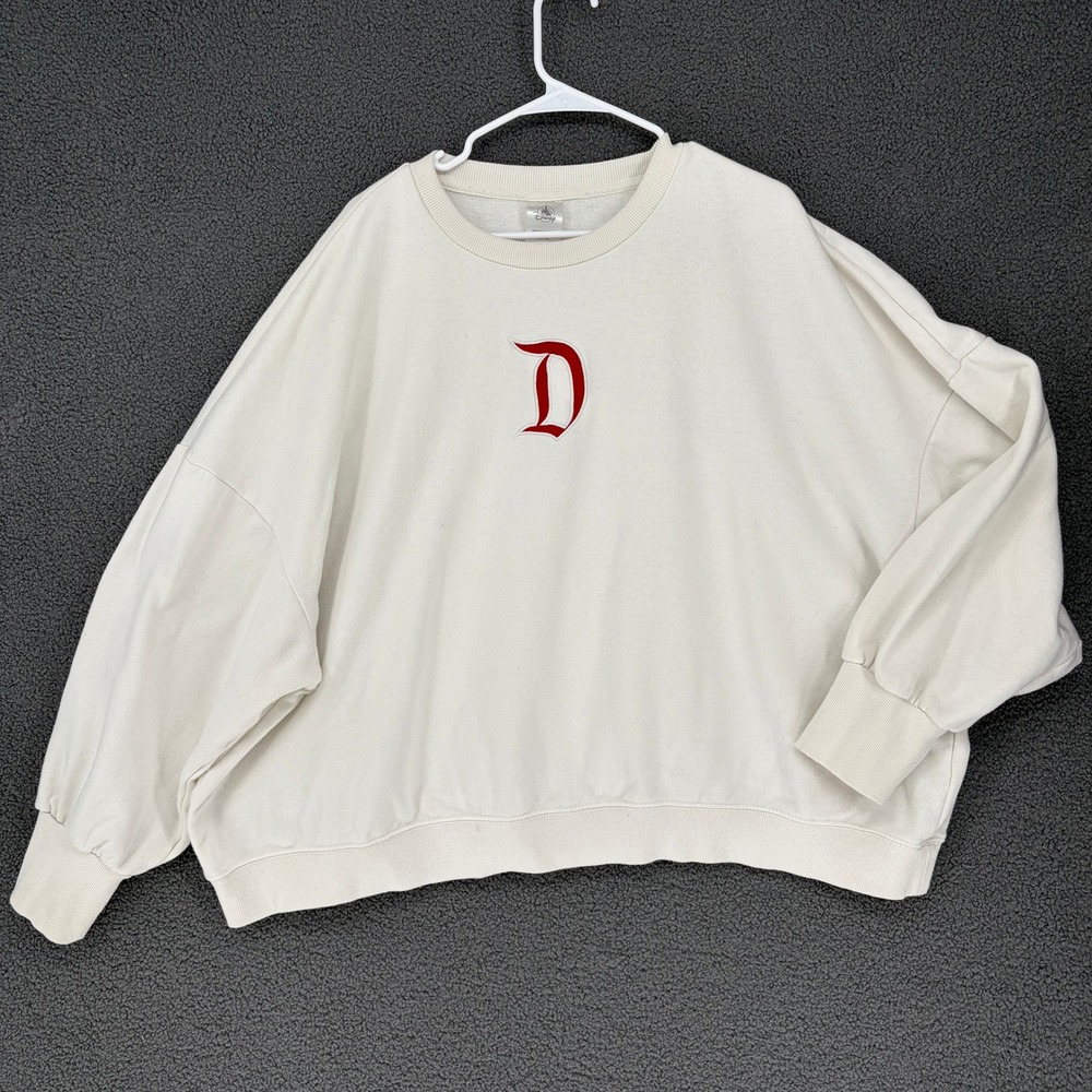 Disney Parks Disneyland Spirit Jersey Sweatshirt Cream Red 3X Plus Size Castle